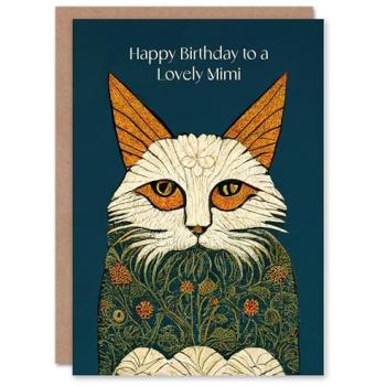 Artery8 Classic Birth Celebration Card with Mimi & Medieval Flowers