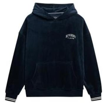 Navy Women’s Superdry Country Club Velour Hoodie – Relaxed Fit