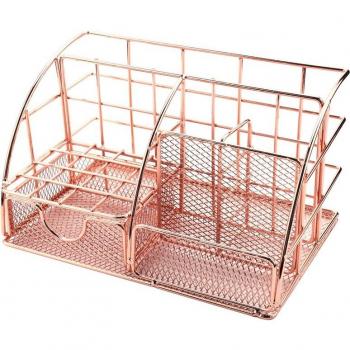 Boîte de rangement de bureau en or rose avec support de tiroir