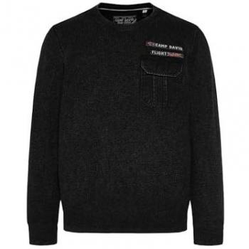 Herrenpullover CAMP DAVID – Rundhals, schwarze Baumwolle, S