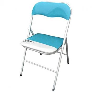 Chaise pliante intérieure, fer extérieur, assise et dossier rembourrés – Closy SkyBlue
