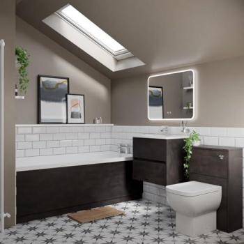 Ashby 1800mm x 800mm Slim Edge Bathroom Kit – Metallic Slate, Polished Chrome Accessories