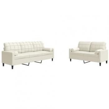 Sofás de Terciopelo Cremoso (2 piezas) – Almohadas y Refuerzos Incluidos