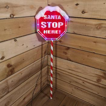 Premier Christmas Light up Santa Stop Here Garden Patio Sign
