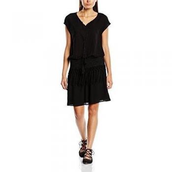 Folk Black Dress L: Vestido con Cinturón y Estilo