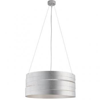 Lampadario Moderno a Sospensione 3 Luci Argento con Fasce Circolari
