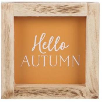 Orange Hello Autumn Decor Wooden Sign – Single Frame