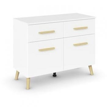 Vertiko RAUCH Skandi by Aditio, Sideboard, 2 Schubladen, alpinweiß, Massivholzgriffe