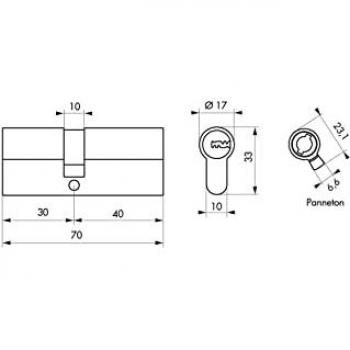 Cylindre Nickelé Transit‑1 30 × 40 mm 5 clés – Sécurité 5 – Thirard