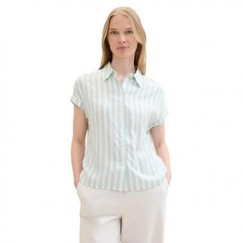TOM TAILOR Bluse für Damen, gestreift, Kurzarm, Größe 46