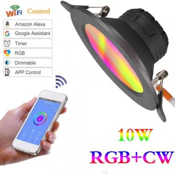 WiFi RGB LED Downlight 10W Smart Lamp Compatible with Alexa and Google Assistant