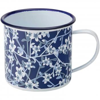 Blue and White Enamel Camping Mug 380ml