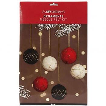 Kreativ Box Weihnachtsbaumkugeln Nadelfilzen, D 6 cm, 6 Stück