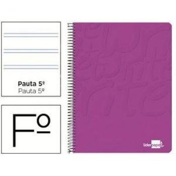 Cuaderno Espiral Liderpapel Folio Write Tapa Blanda 80 Hojas 60 Gramos Pauta 2.5 mm con Margen Rosa