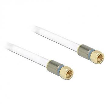 Premium F‑Stecker Kabel RG‑6/U Quad Shield 2 m – Weiß, Delock