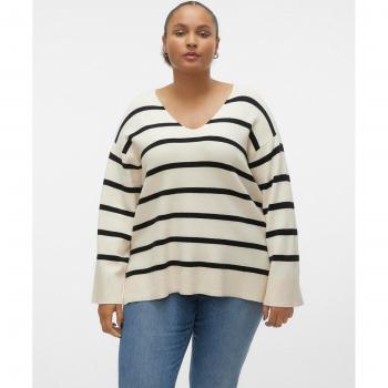 Pull femme col V en viscose gris clair