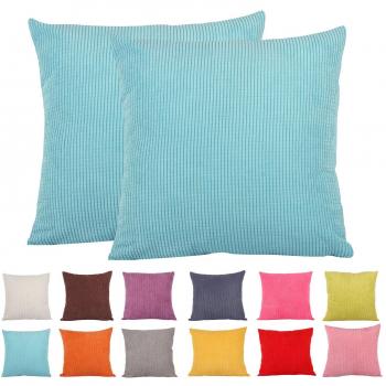Comoco Solid Color Small Corn Striped Corduroy Decorative Cushion Cover for Sofa (55x55cm, Grey)