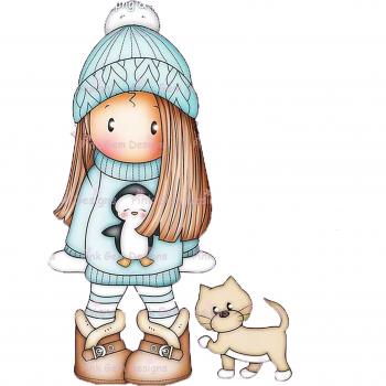 Lovely Girl with Cat Card Making Dies