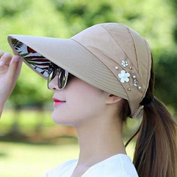 Frauen Sonnenhut mit breiter Krempe, UV-Schutz, packbar, für große Köpfe geeignet