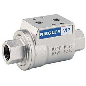 Koaxial-Sperrventil Riegler – pneumatisch, doppeltwirkend, NC, FKM, vermetaltes Messing Rp 1