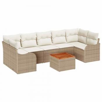 Ensemble de Canapé de Jardin Beige avec Coussins