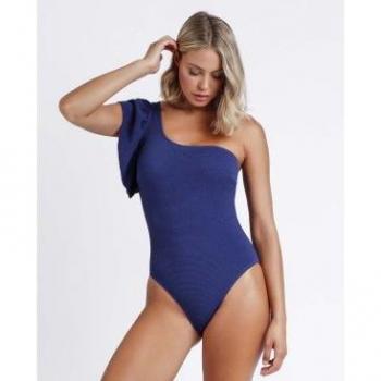 Admas Struktur‑Badeanzug für Damen, einteilig, volanter Detail