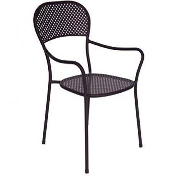 Sedia Intra Impilabile in Ferro Colore Antracite con Disegno Rombi Verniciata Antiruggine