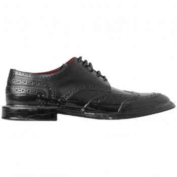 Dolce & Gabbana Black Leather Oxford Wingtip Formal Derby Shoes