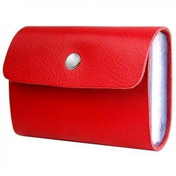 26-Sleeve Soft Red Credit Card Organizer