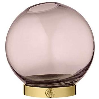 AYTM Vase Globe, Ø 17 cm, rosa / goldfarben, Glas, Edelstahl