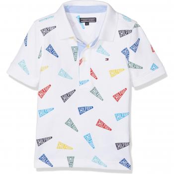 Polo Tommy Hilfiger Estampado Total S/S para Niñas, Blanco