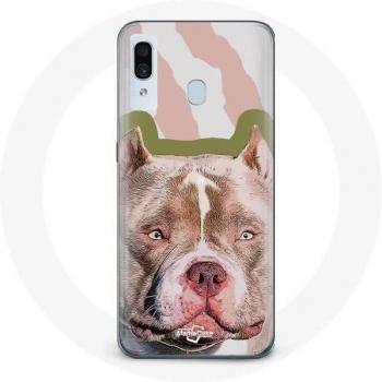 Étui pour Samsung Galaxy A20 Chien de Pitbull Marron