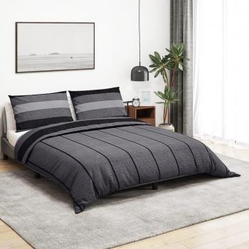 Ensemble housse de couette 140x200 cm gris foncé Coton