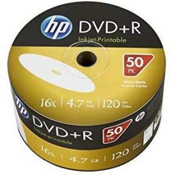 DVD+R 16x HP FF Inkjet, bobina de 50 piezas