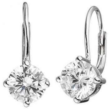 Jobo Damen Ohrringe quadratisch 925 Sterling Silber rhodiniert mit 2 Zirkonia