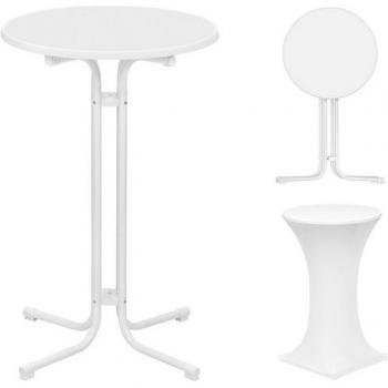 Tavolo da Bar Rotondo Pieghevole 70x110cm in Bianco