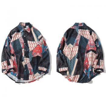 Camisa Streetwear LENSTID Patchwork Unisex