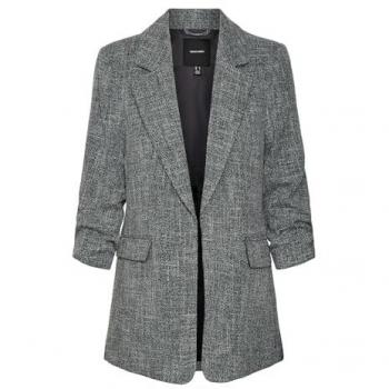 Vero Moda Regular Fit Longblazer mit Raffungen Modell 'FRIDA' in Metallic Black Melange