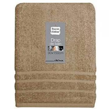 Coton Uni Taupe Drap Bain Vitamine Douceur d'Intérieur 450 g – 90 × 150 × 150 cm