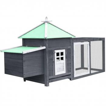 Fir Wood Chicken Coop with Nesting Area by Vidaxl, Color: Grey, Dimensions: 190x72x102 cm