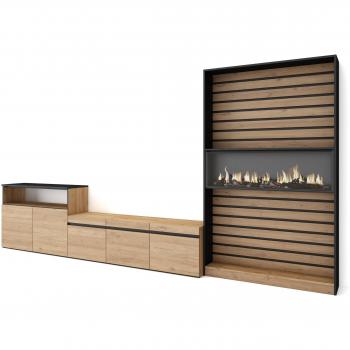 Estilo Moderno: Muebles TV 360x186x35 con Chimenea