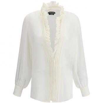 XS White Ruffled Silk Blouse – Tom Ford