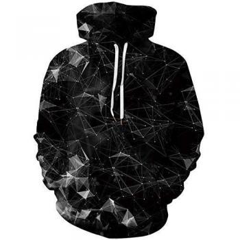 Nero Geometry – Felpa Uomo XL con cappuccio e tasche