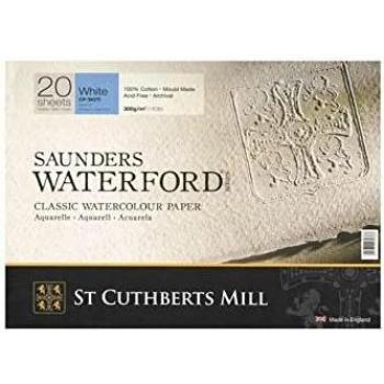 Blocco Acquerello Saunders Waterford Incollato 300g 31x23 cm 20 Fogli 100% Cotone