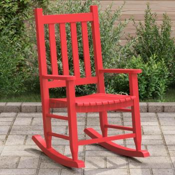 Children's Rocking Chair Red Solid Wood Poplar vidaXL