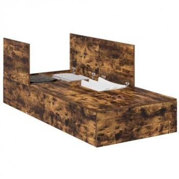 Lit double rangement chêne fumé 90 × 200 cm – Vidaxl