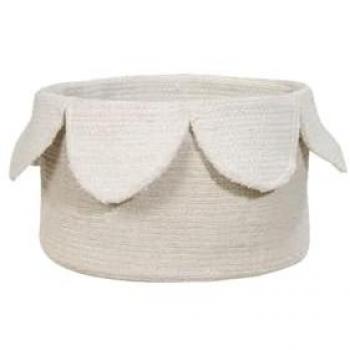 Cesta de algodón con pétalos en rosa, blanco y verde 20xØ33 cm