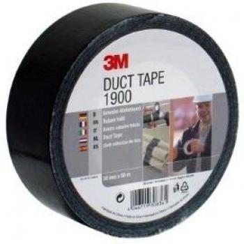3M 1900S50 Value Duct Tape – 50 mm Width, Black, 50 m Roll