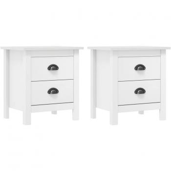 VidaXL Nightstand Hill Range 2 pcs White 46x35x49.5 cm Solid Pine Wood