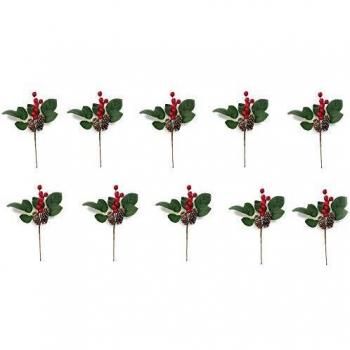 Vetrineinrete® Addobbo di Natale 10 Rami con Bacche e Fiori